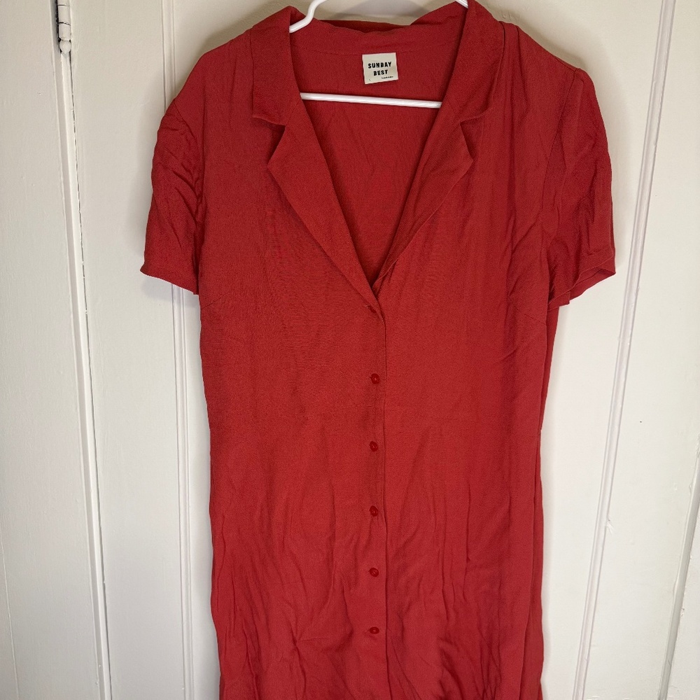 Sunday Best VIDA DRESS size L - Red Collared Mini Dress - Picture 2 of 9